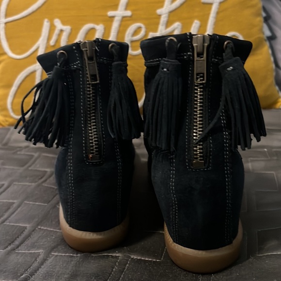 Isabel Marant Beslay Suede Tassel Wedge Ankle Boot - NAVY - 37 - Picture 3 of 7